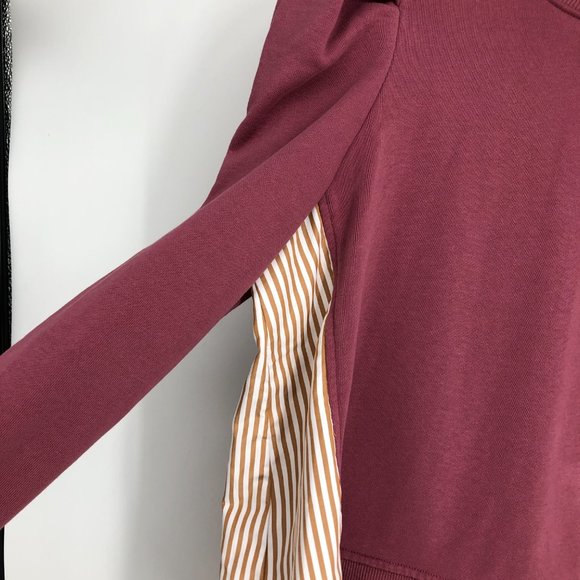 Anthropologie Maeve Pink Layered Long Puff Sleeve Tunic Sweatshirt Size M - Picture 7 of 16